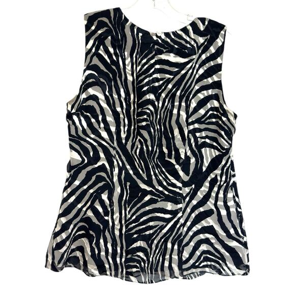 Sheer Chiffon Silk Animal Print Top 10 Sleeveless Office Neutral Mob Wife JNY - Picture 6 of 14